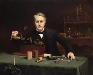 Portrait of Thomas Alva Edison by Abraham Archibald Anderson Oil Painting