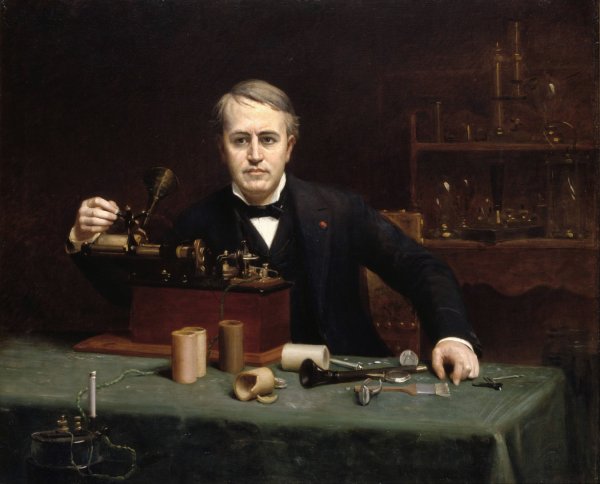 Thomas Alva Edison by Abraham Archibald Anderson - Hand-Painted Oil Painting Reproduction