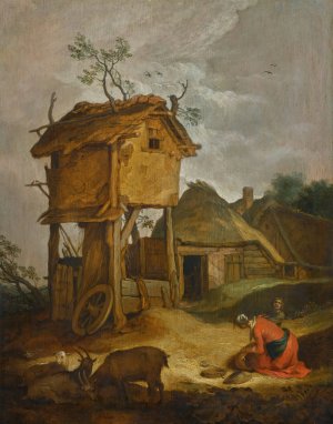 Farmyard with dovecote by Abraham Bloemaert Oil Painting