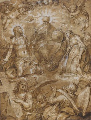 Intercession of Christ and Mary before God the Father by Abraham Bloemaert Oil Painting
