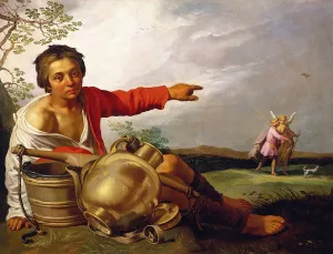 Shepherd Boy Pointing at Tobias and the Angel by Abraham Bloemaert Oil Painting