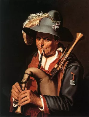 The Bagpiper painting by Abraham Bloemaert