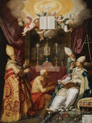 The Four Fathers Of The Latin Church by Abraham Bloemaert Oil Painting
