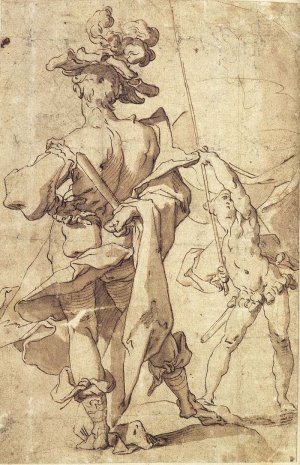 Warrior and Young Standard-Bearer by Abraham Bloemaert Oil Painting