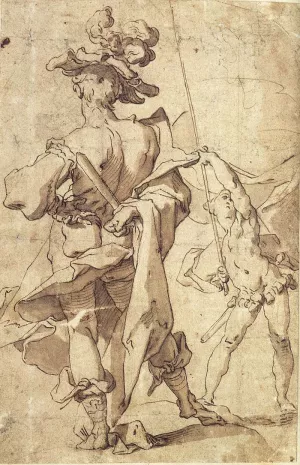 Warrior and Young Standard-Bearer by Abraham Bloemaert Oil Painting