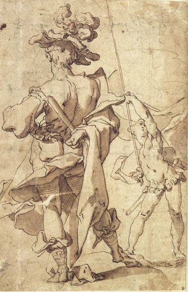 Warrior and Young Standard-Bearer by Abraham Bloemaert - Hand-Painted Oil Painting Reproduction