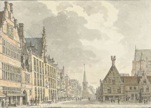 Stadhuis en Markt te Bergen op Zoom by Abraham De Haen II Oil Painting