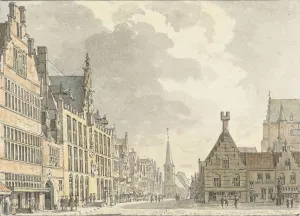 Stadhuis en Markt te Bergen op Zoom by Abraham De Haen II Oil Painting