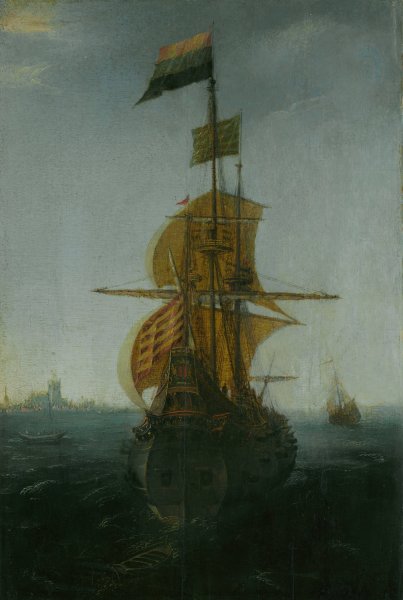 An Amsterdam East Indiaman  by Abraham De Verwer - Hand-Painted Oil Painting Reproduction