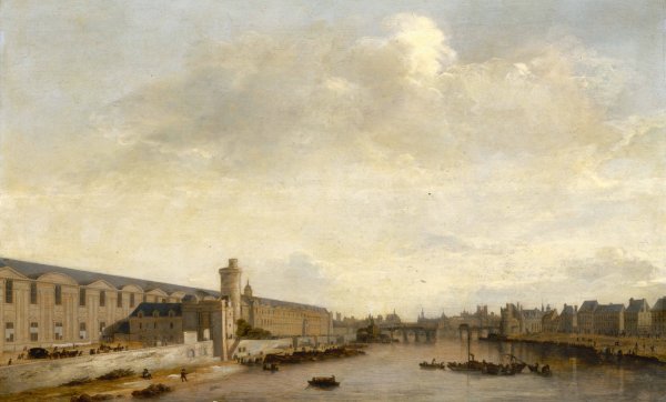 La Grande Galerie du Louvre, avec la porte Neuve et la tour de Bois  by Abraham De Verwer - Hand-Painted Oil Painting Reproduction