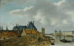 Le quartier du Petit Nesle avec l'Hotel de Nevers, la tour de Nesle, la Grande Galerie du Louvre et le pont Royal by Abraham De Verwer Oil Painting