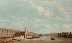 View of Paris from the Pont-royal with the Grande galerie du Louvre, the Pont-Neuf and the Nesle tower by Abraham De Verwer Oil Painting