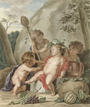Kinderbacchanaal, after Jacob de Wit by Abraham Delfos Oil Painting