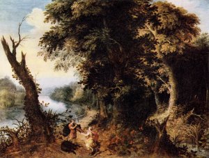 Landscape with Diana Receiving the Head of a Boar Oil painting by Abraham Govaerts