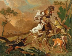 Hounds attacking a bear by Abraham Hondius Oil Painting