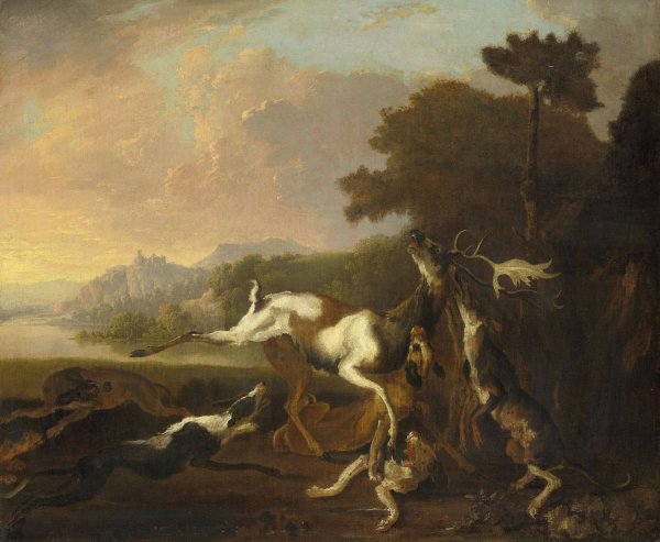 Main Product Photo of The Deer Hunt  Painting by Abraham Hondius