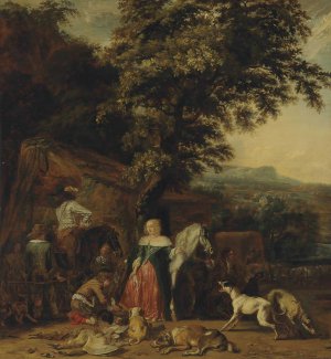 The Hunting Party by Abraham Hondius Oil Painting