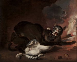 The Monkey and the Cat by Abraham Hondius Oil Painting