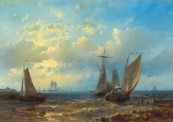 Main Product Photo of Fishing Boats By The Coast Painting by Abraham Hulk