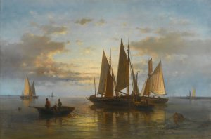 On calm waters by Abraham Hulk Oil Painting