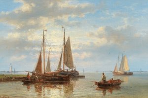 Sailing Boats On Rough Seas by Abraham Hulk Oil Painting