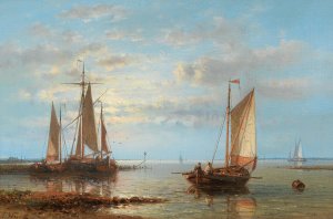 Sailing Boats on Rough Seas by Abraham Hulk Oil Painting