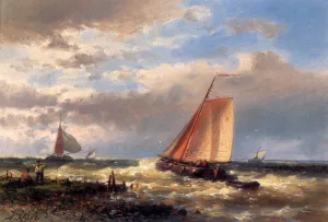 A Choppy Estuary by Abraham Hulk Snr Oil Painting