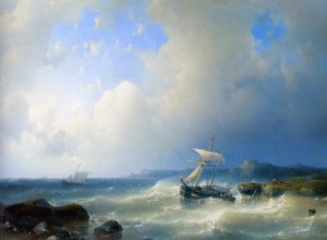 A Rocky Coast by Abraham Hulk Snr Oil Painting