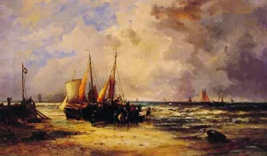 Coming Ashore by Abraham Hulk Snr Oil Painting