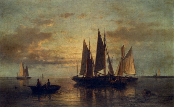 Main Product Photo of Crossing The Harbor Painting by Abraham Hulk Snr