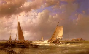 Dutch Barges At The Mouth Of An Estuary painting by Abraham Hulk Snr