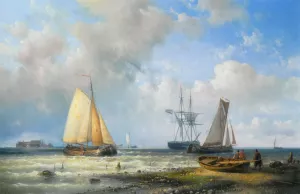 Dutch Barges in a Calm by Abraham Hulk Snr Oil Painting