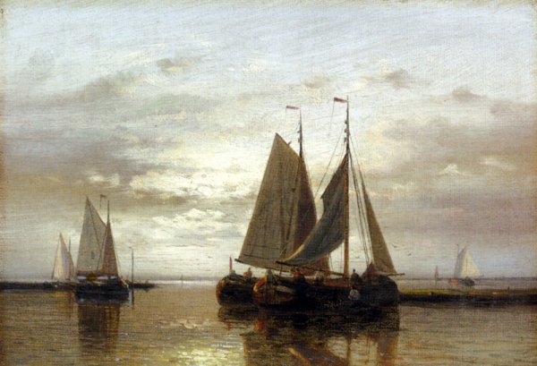 Main Product Photo of Fishing In A Calm Painting by Abraham Hulk Snr
