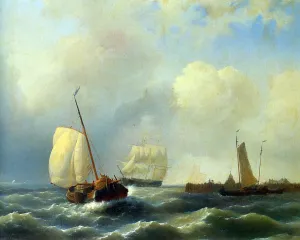 Skirting the Coast on a Breezy Day by Abraham Hulk Snr Oil Painting