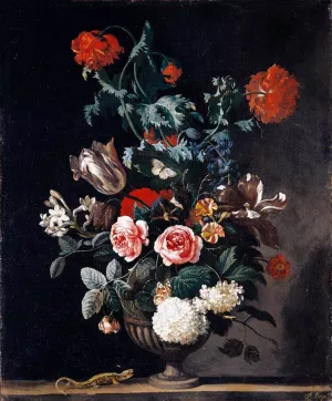 Flowers in a Stone Vase by Abraham Jansz Begeyn - Oil Painting Reproduction