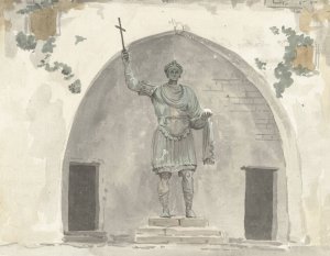 Bronzen beeld van keizer op het marktplein van Barletta by Abraham-Louis-Rodolphe Ducros Oil Painting