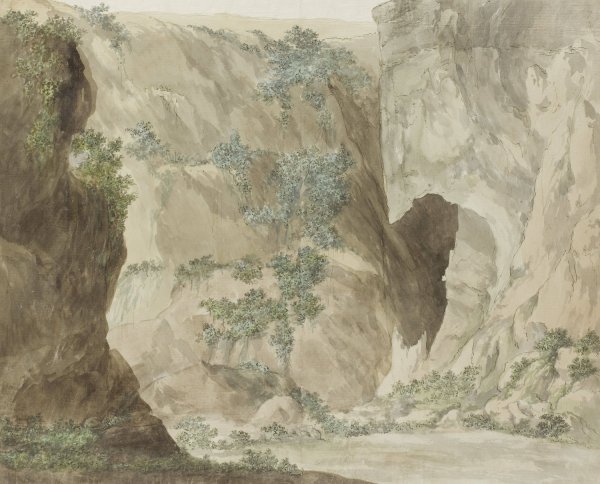 Buitenwand van de grot Oreille de Denys  by Abraham-Louis-Rodolphe Ducros - Hand-Painted Oil Painting Reproduction