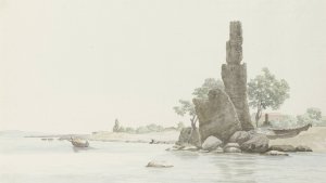 Gezicht op Cap Acurasi en resten van oude toren aan middeleeuwse route tussen Taormina en Catanie by Abraham-Louis-Rodolphe Ducros Oil Painting