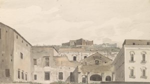 Gezicht op Castel Sant'Elmo en het klooster vanaf Chiaja by Abraham-Louis-Rodolphe Ducros Oil Painting