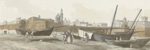 Gezicht op de haven van Bari aan de zuidkant Oil painting by Abraham-Louis-Rodolphe Ducros