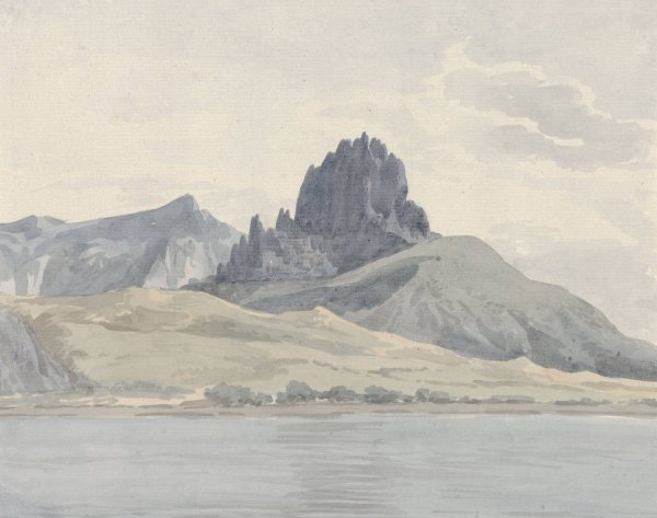 Gezicht op de kust van Pentidatilo aan de overzijde van kaap Spartivento  by Abraham-Louis-Rodolphe Ducros - Hand-Painted Oil Painting Reproduction