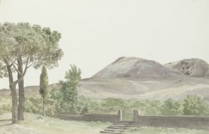 Gezicht op de Monto Rosso bij het klooster San Nicolo d'Arena dichtbij de plaats Nicolosi Oil painting by Abraham-Louis-Rodolphe Ducros