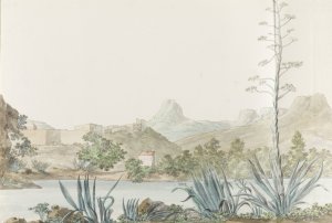 Gezicht op de rivier Platani en Agrigento in Palermo Oil painting by Abraham-Louis-Rodolphe Ducros