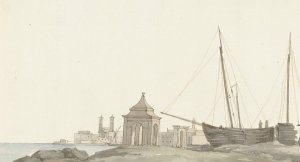 Gezicht op de stad Molfetta aan de kust by Abraham-Louis-Rodolphe Ducros Oil Painting