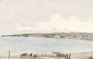 Gezicht op het voorgebergte Pausilype met oude paleis van koningin Jeanne en platteland van Sannazar vanaf het balkon van de herberg by Abraham-Louis-Rodolphe Ducros Oil Painting