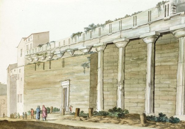 Gezicht op oude Minerva tempel op eiland Syracuse  by Abraham-Louis-Rodolphe Ducros - Hand-Painted Oil Painting Reproduction