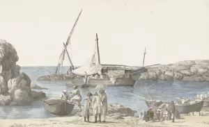 Gezicht op Tarente en haven van Luogo Vivo by Abraham-Louis-Rodolphe Ducros Oil Painting