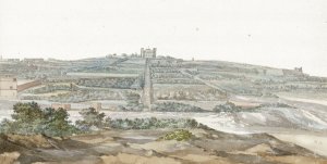 Gezicht op Vedala paleis van de grootmeester, gelegen in het Boschetto op Malta Oil painting by Abraham-Louis-Rodolphe Ducros