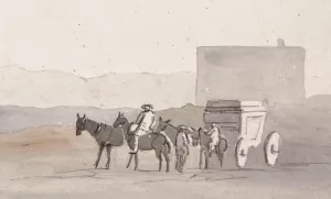 Halteplaats onderweg voor aankomst in Terracina by Abraham-Louis-Rodolphe Ducros Oil Painting