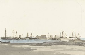 Haven van Barletta met schepen by Abraham-Louis-Rodolphe Ducros Oil Painting